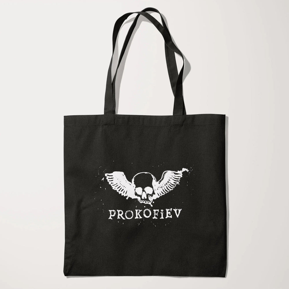 prokofiev: skull canvas tote