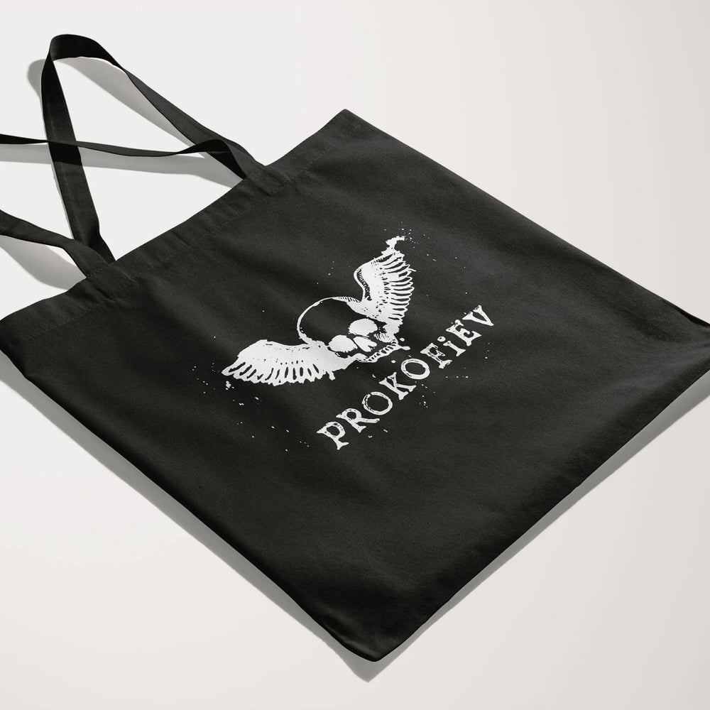 prokofiev: skull canvas tote