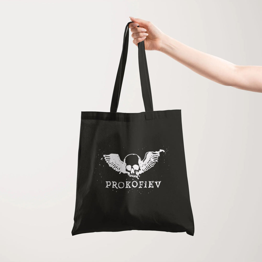 prokofiev: skull canvas tote