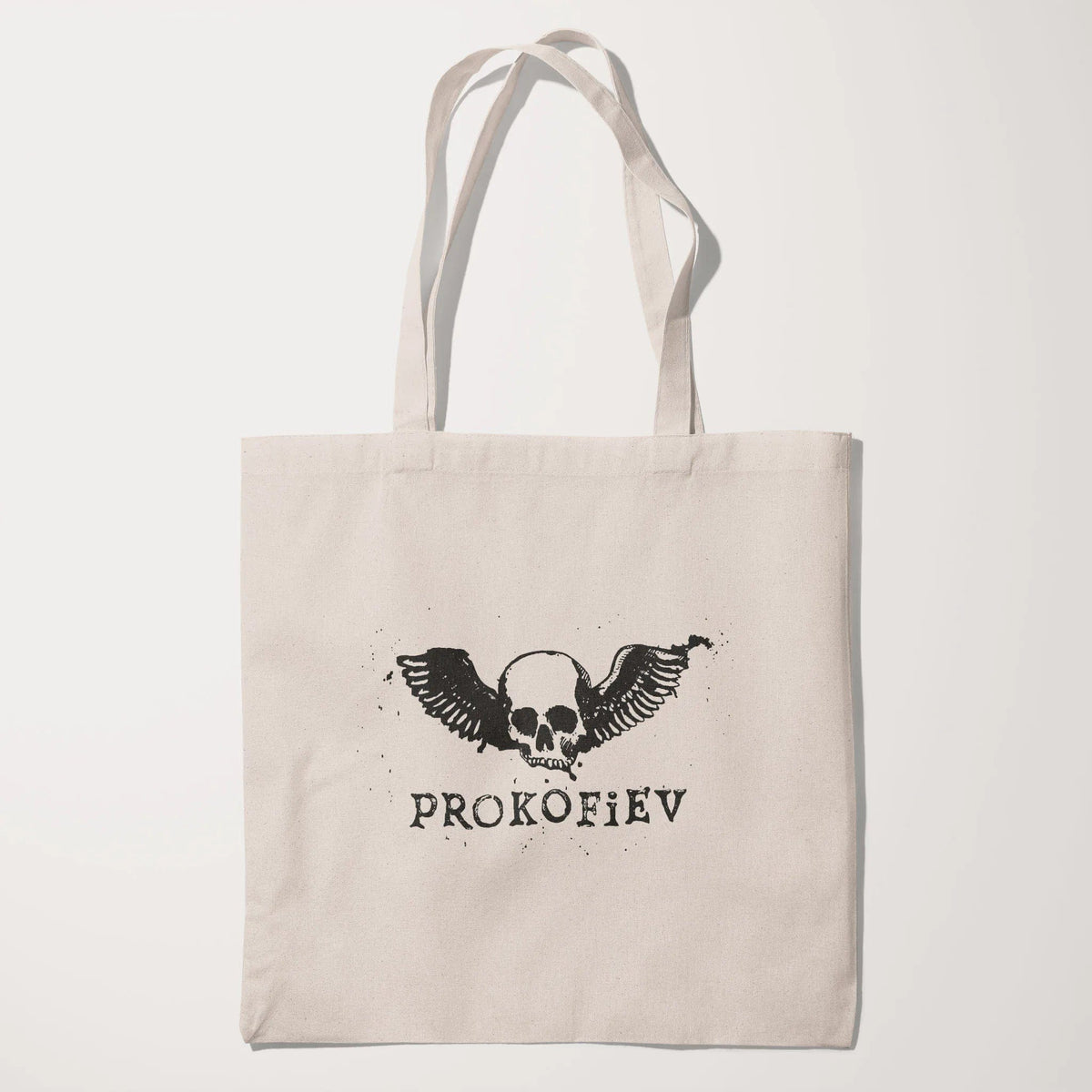 prokofiev: skull canvas tote