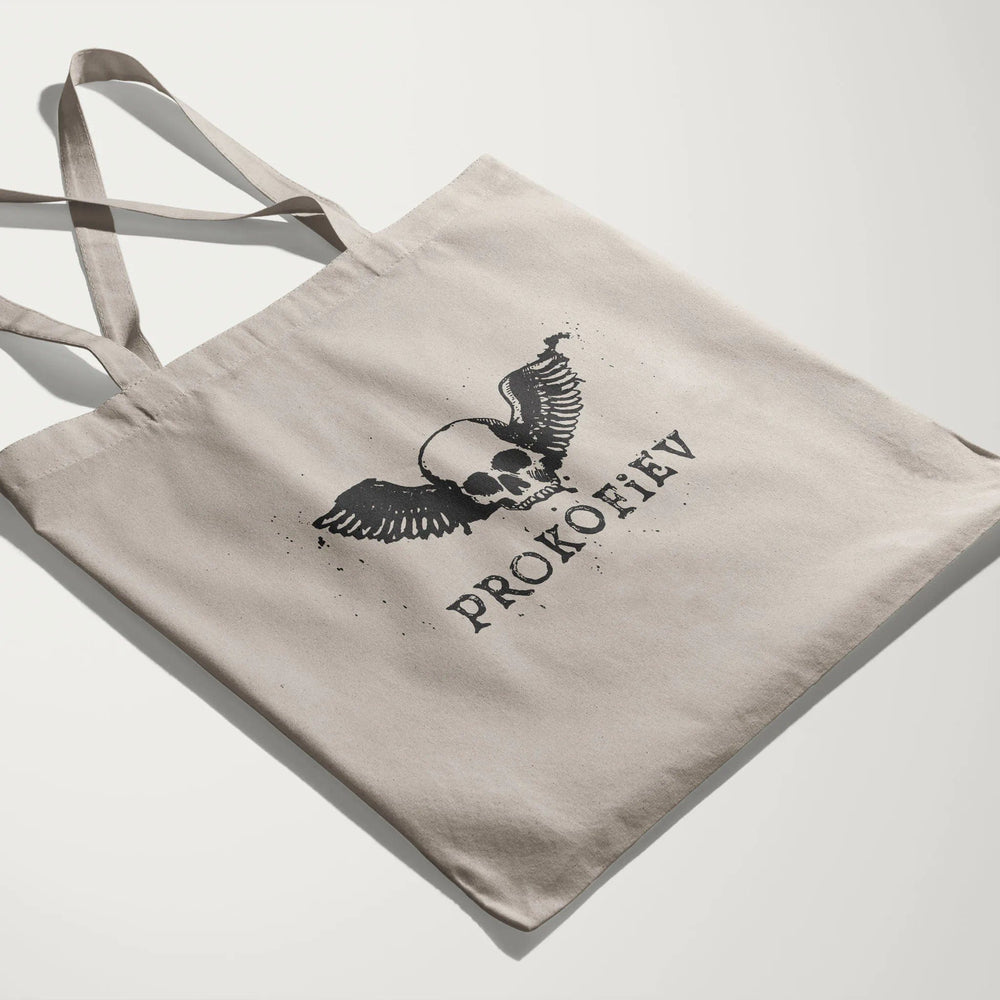 prokofiev: skull canvas tote