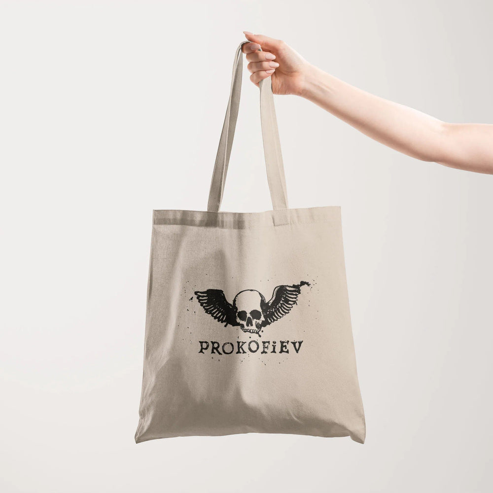 prokofiev: skull canvas tote