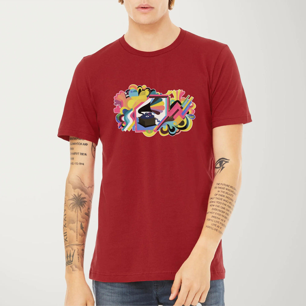 psychedelic phonograph classic tee in canvas red, worn