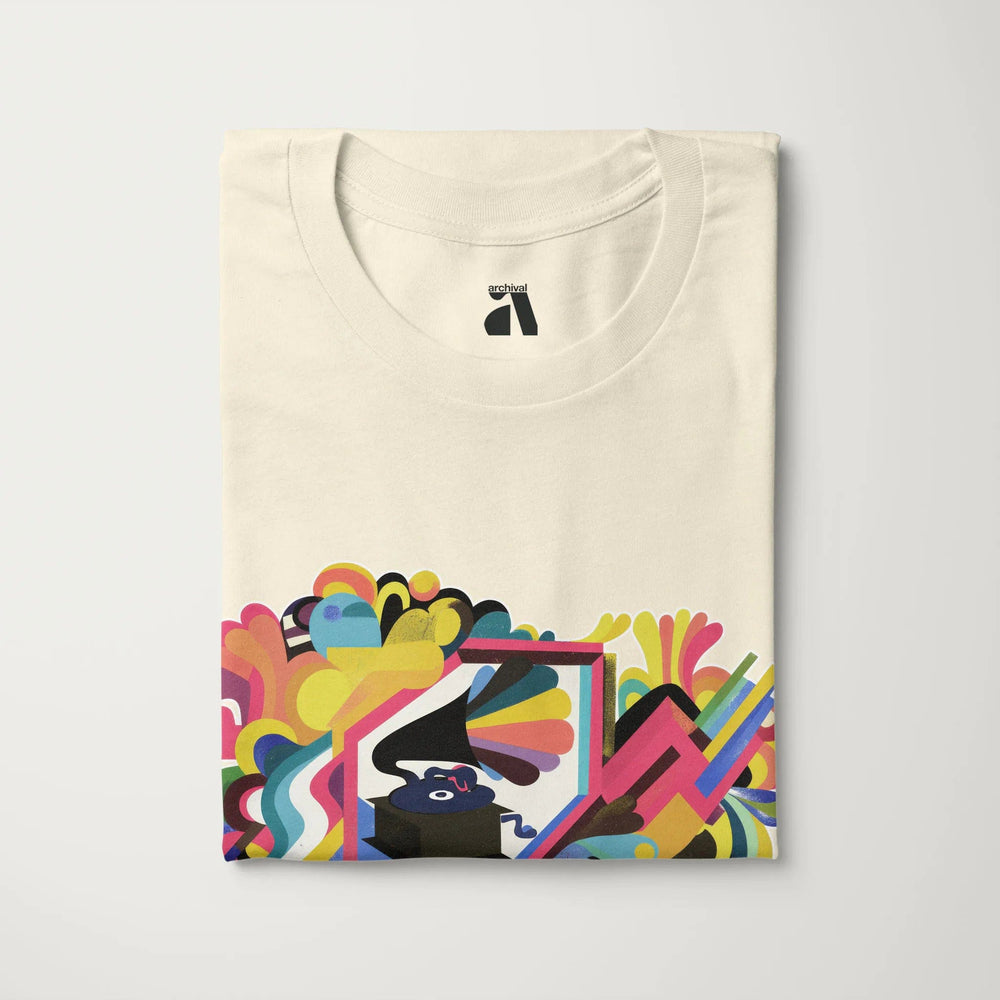 psychedelic phonograph classic tee in natural, folded