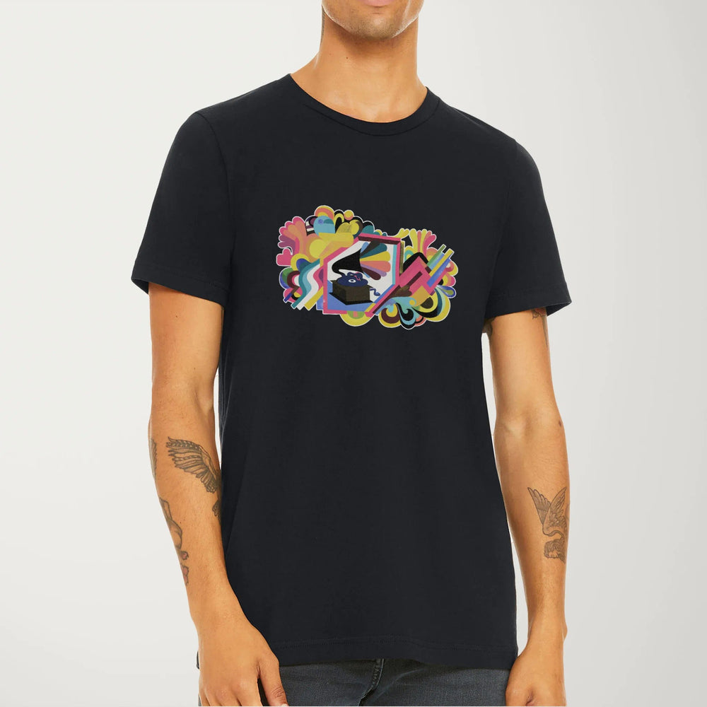 psychedelic phonograph classic tee in vintage black, worn