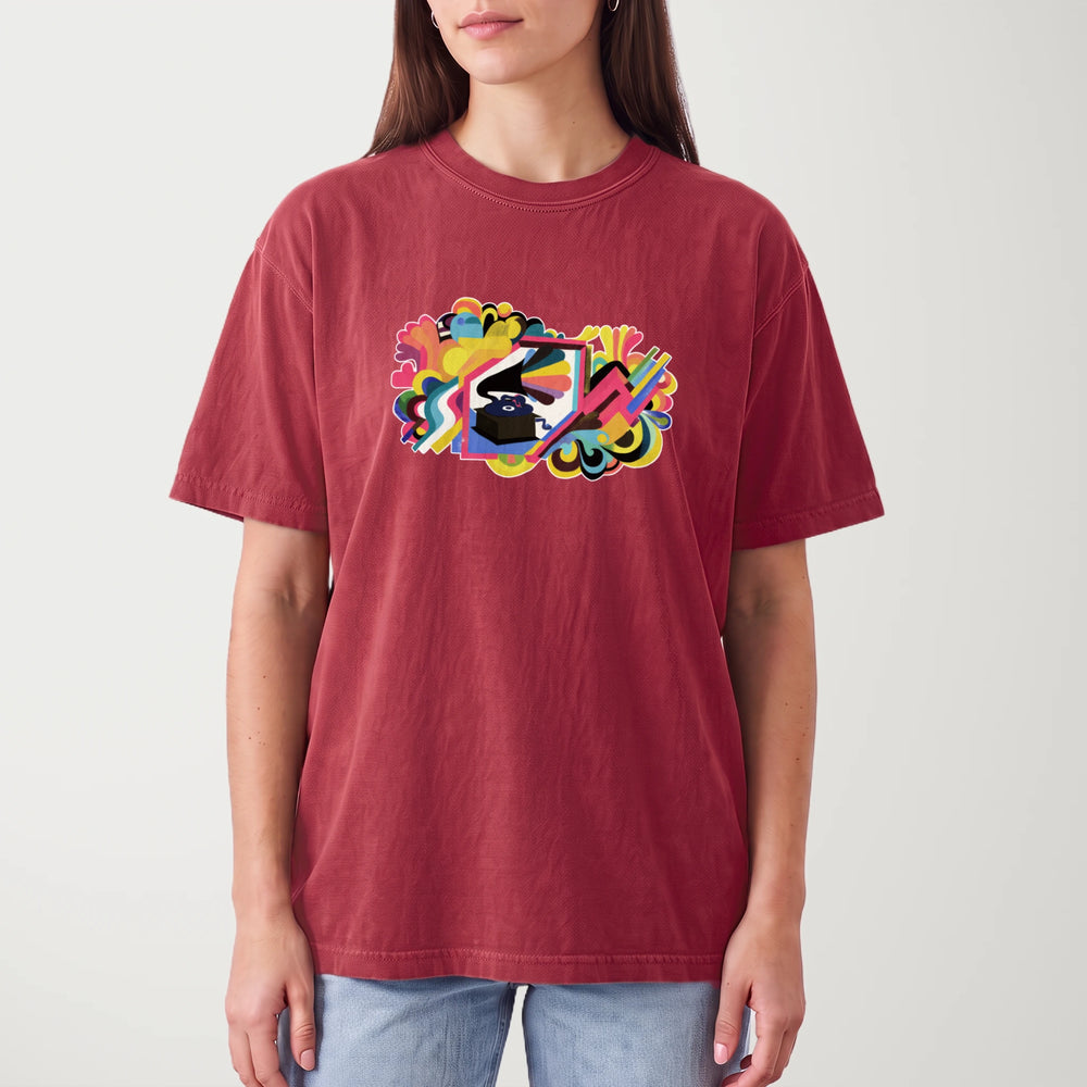 psychedelic phonograph vintage heavyweight tee in chili, worn