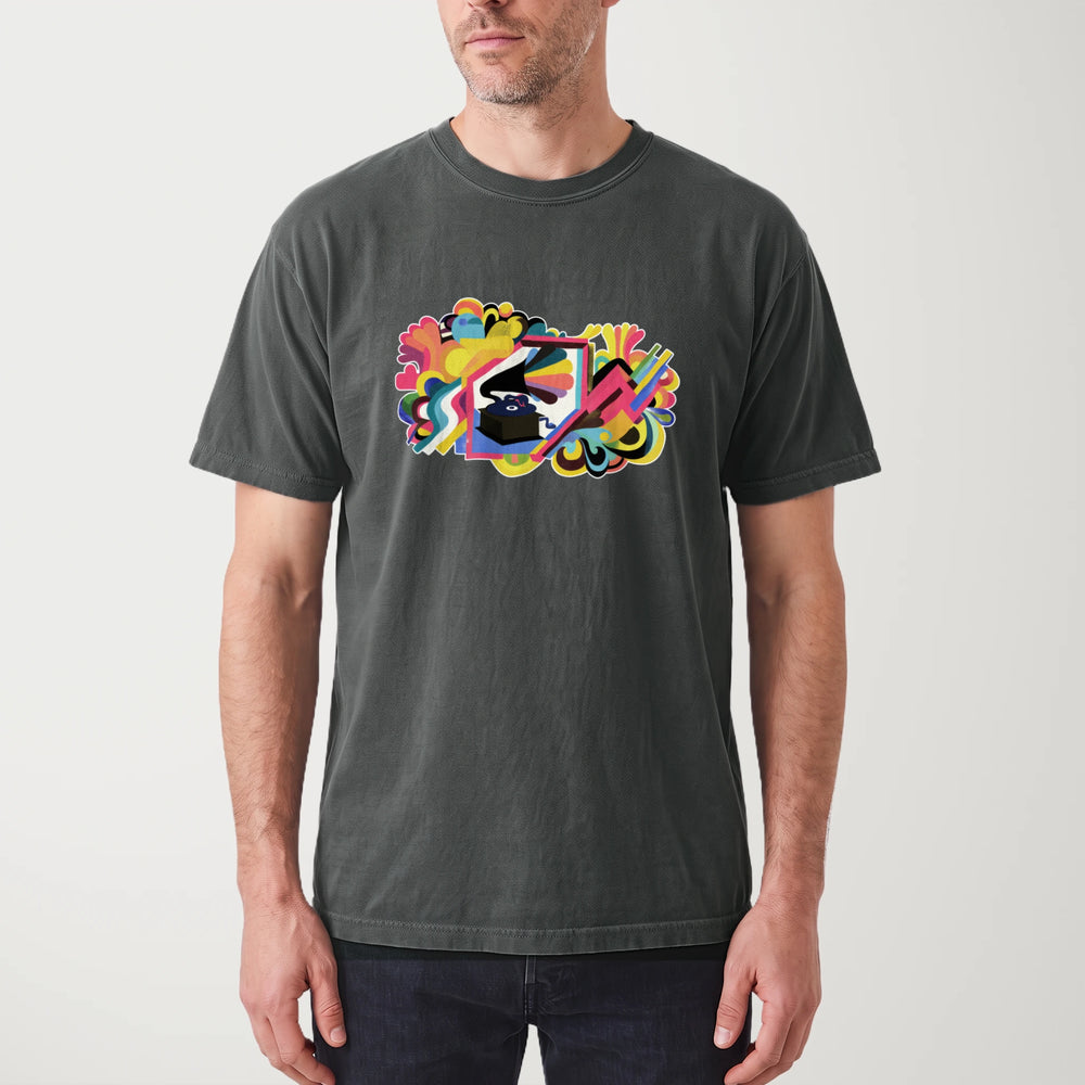 psychedelic phonograph vintage heavyweight tee in pepper, worn