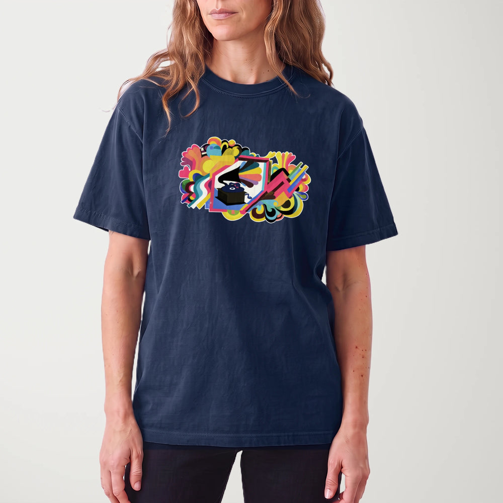psychedelic phonograph vintage heavyweight tee in true navy, worn