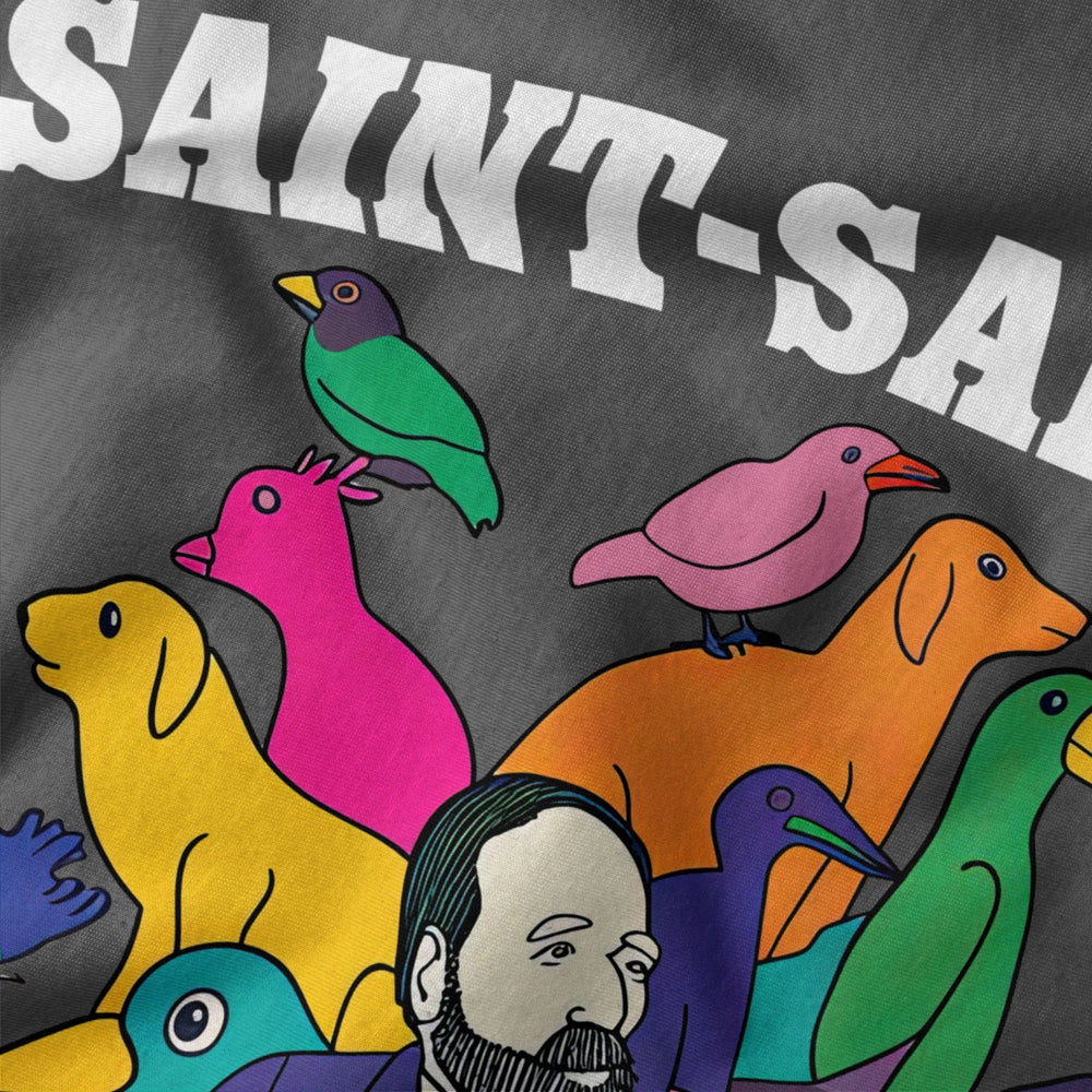 saint-saëns: carnival of the animals classic tee in asphalt, close-up of the print