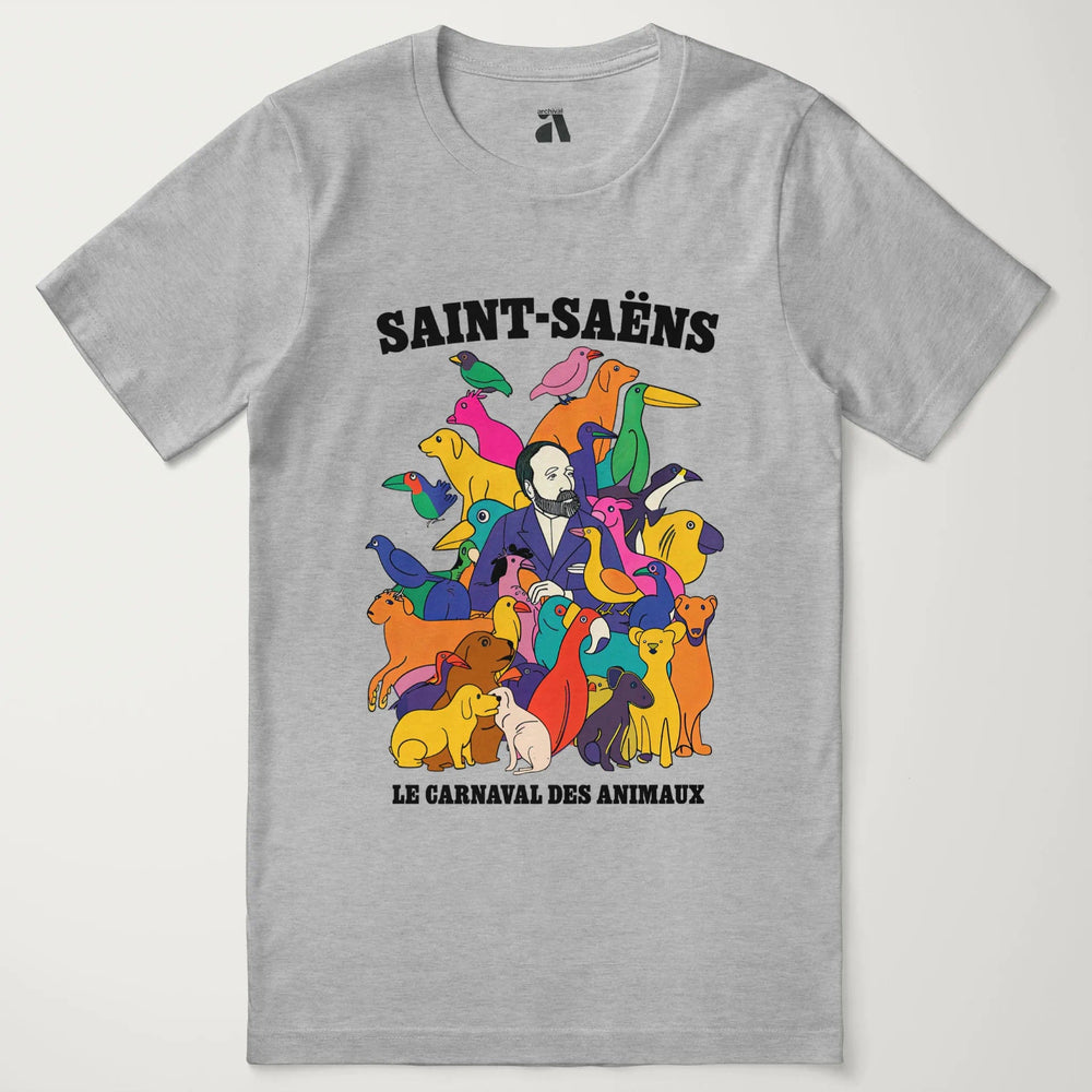 saint-saëns: carnival of the animals classic tee in athletic heather, laid flat