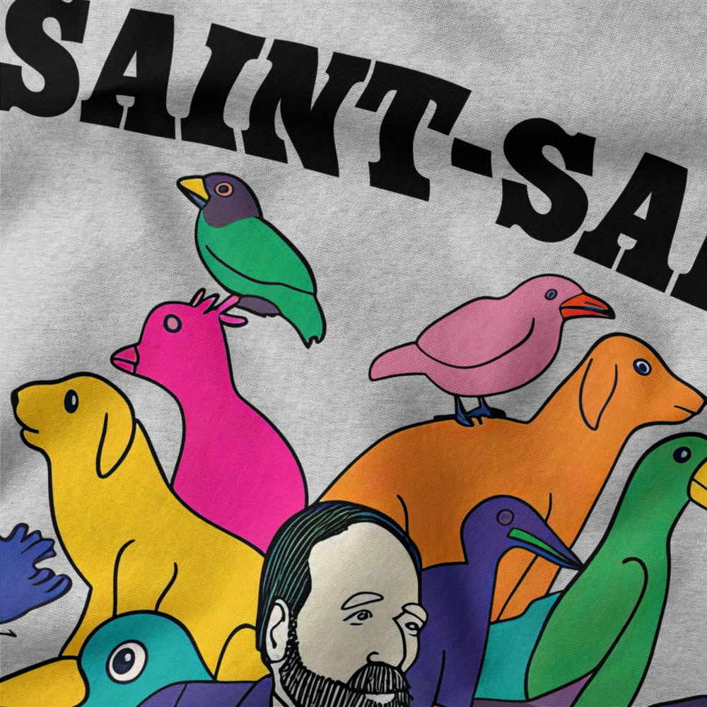 saint-saëns: carnival of the animals classic tee in athletic heather, close-up of the print