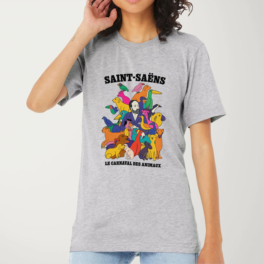 saint-saëns: carnival of the animals classic tee in athletic heather, worn