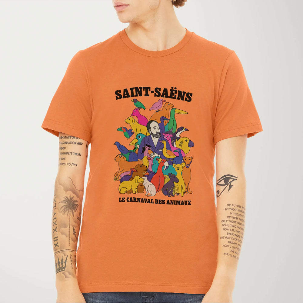 saint-saëns: carnival of the animals classic tee in burnt orange, worn