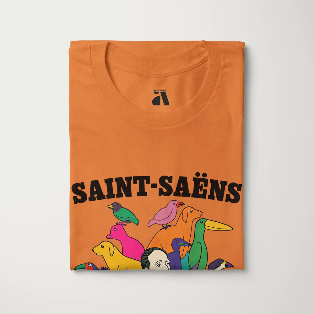 saint-saëns: carnival of the animals classic tee in burnt orange, folded