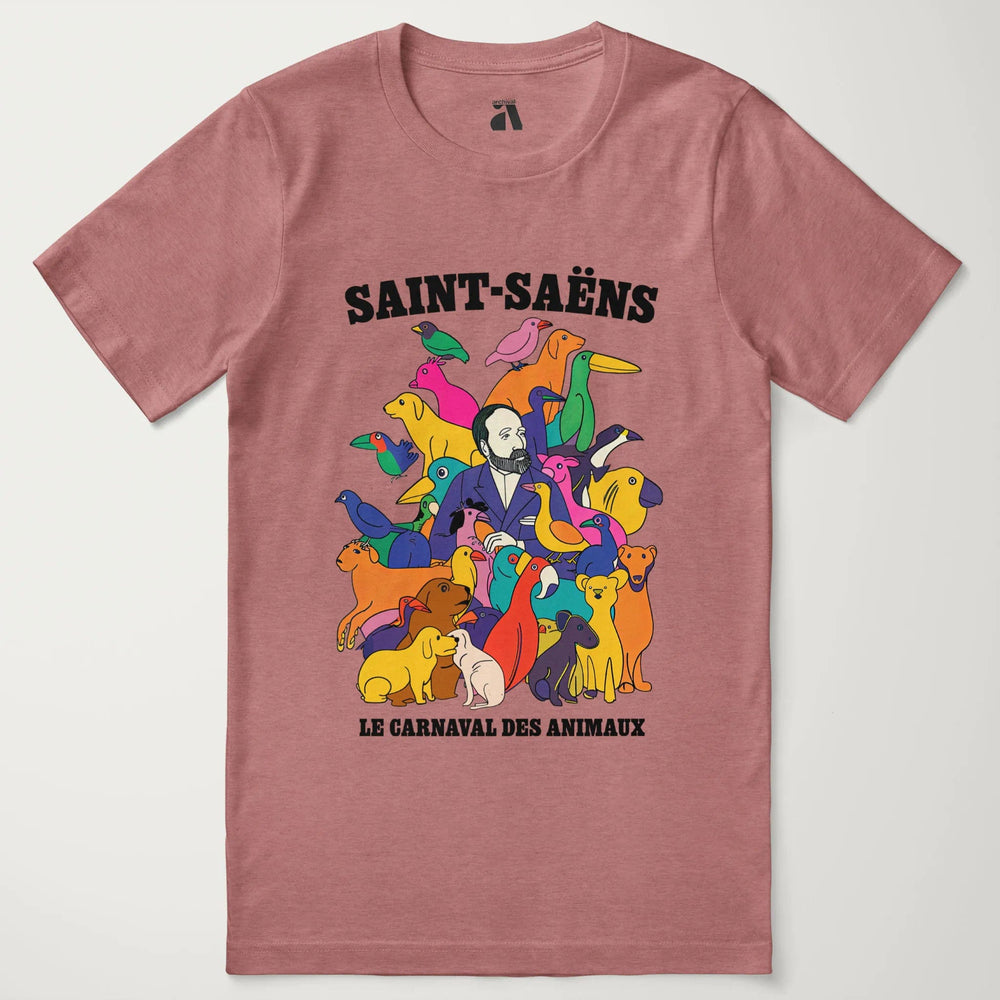 saint-saëns: carnival of the animals classic tee in heather mauve, laid flat