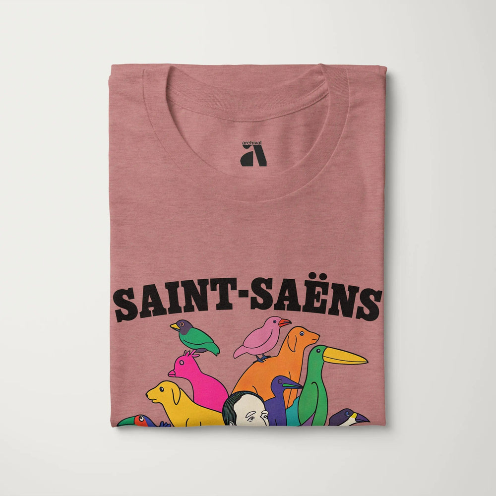 saint-saëns: carnival of the animals classic tee in heather mauve, folded