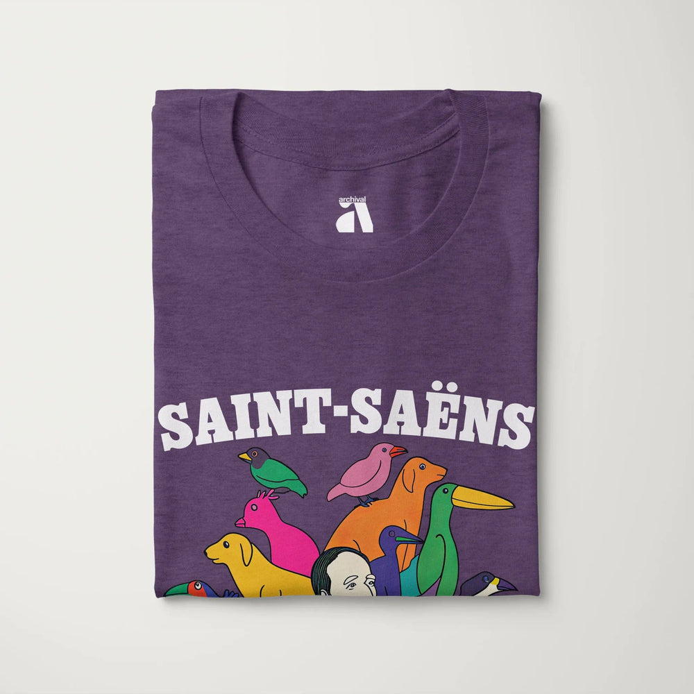 saint-saëns: carnival of the animals classic tee in heather team purple, folded