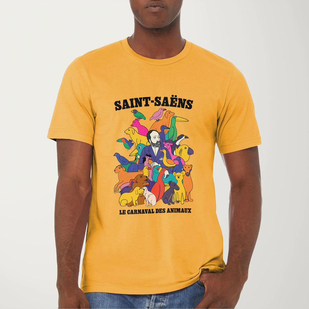 saint-saëns: carnival of the animals classic tee in mustard, worn