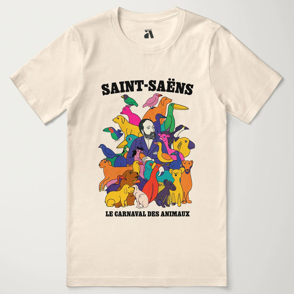 saint-saëns: carnival of the animals classic tee in natural, laid flat
