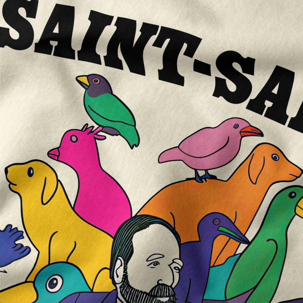 saint-saëns: carnival of the animals classic tee in natural, close-up of the print