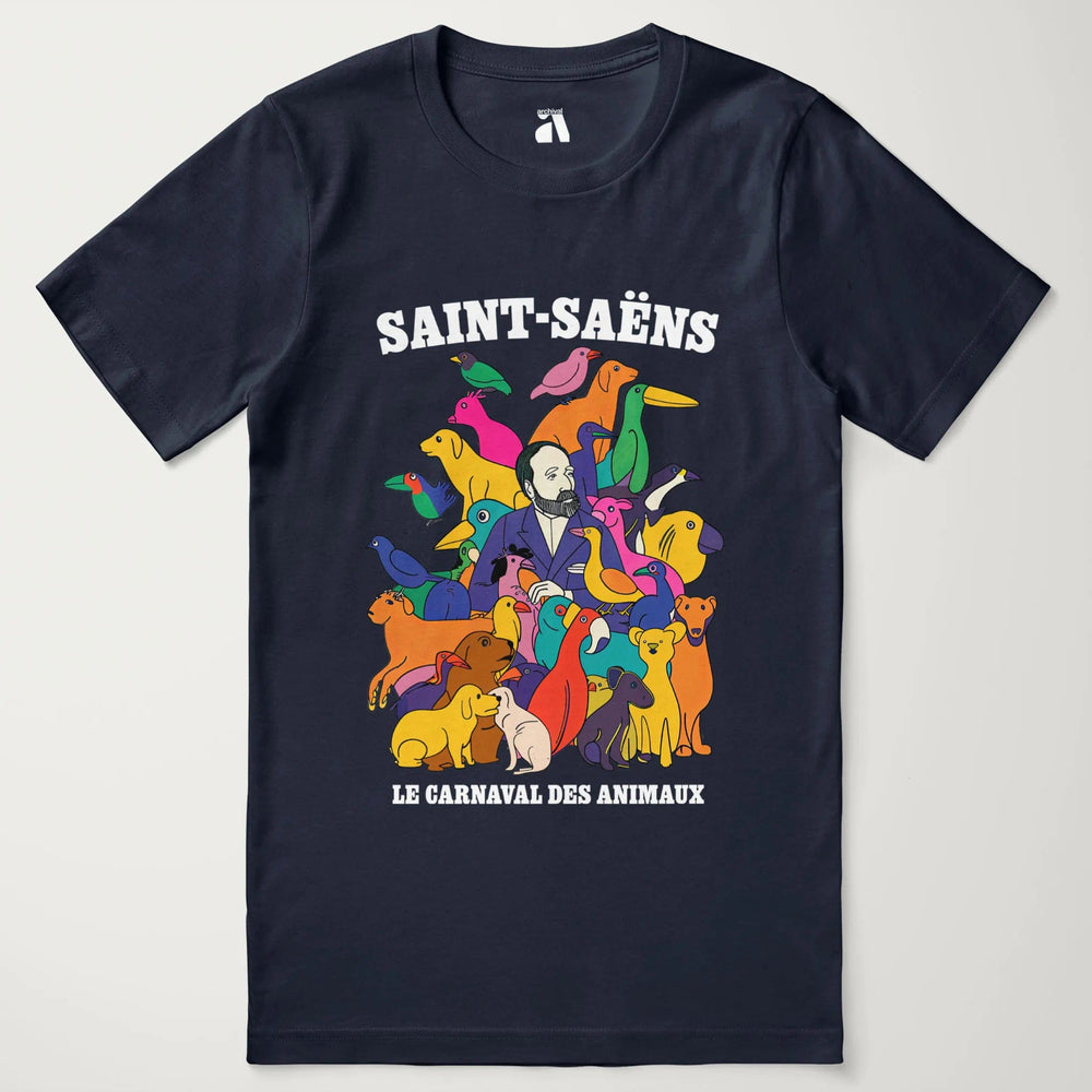 saint-saëns: carnival of the animals classic tee in navy, laid flat