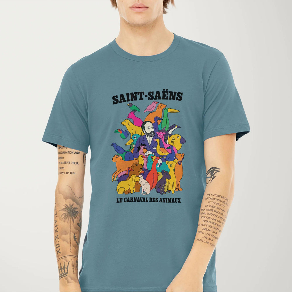 saint-saëns: carnival of the animals classic tee in steel blue, worn