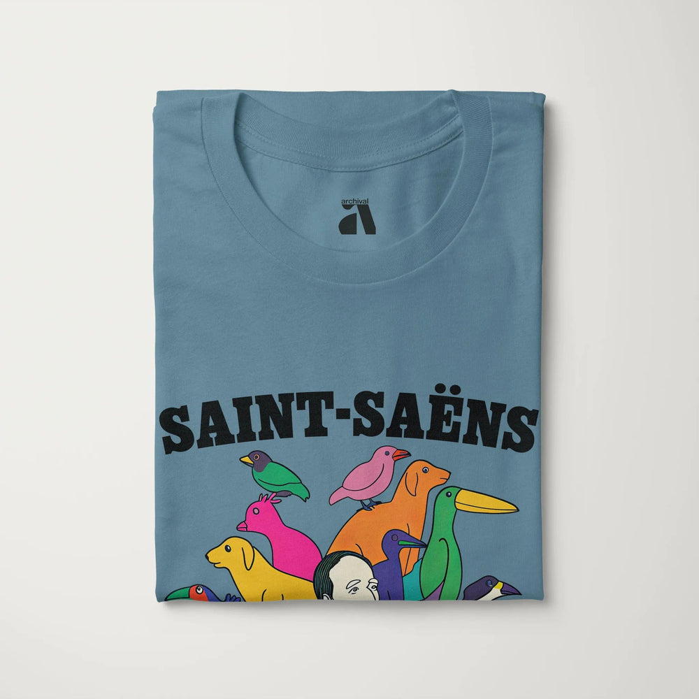saint-saëns: carnival of the animals classic tee in steel blue, folded