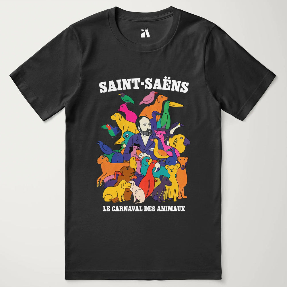 saint-saëns: carnival of the animals classic tee in vintage black, laid flat
