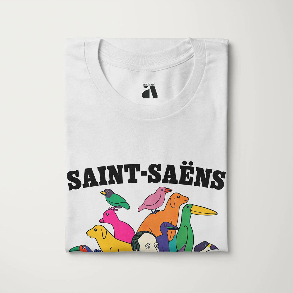saint-saëns: carnival of the animals classic tee in vintage white, folded