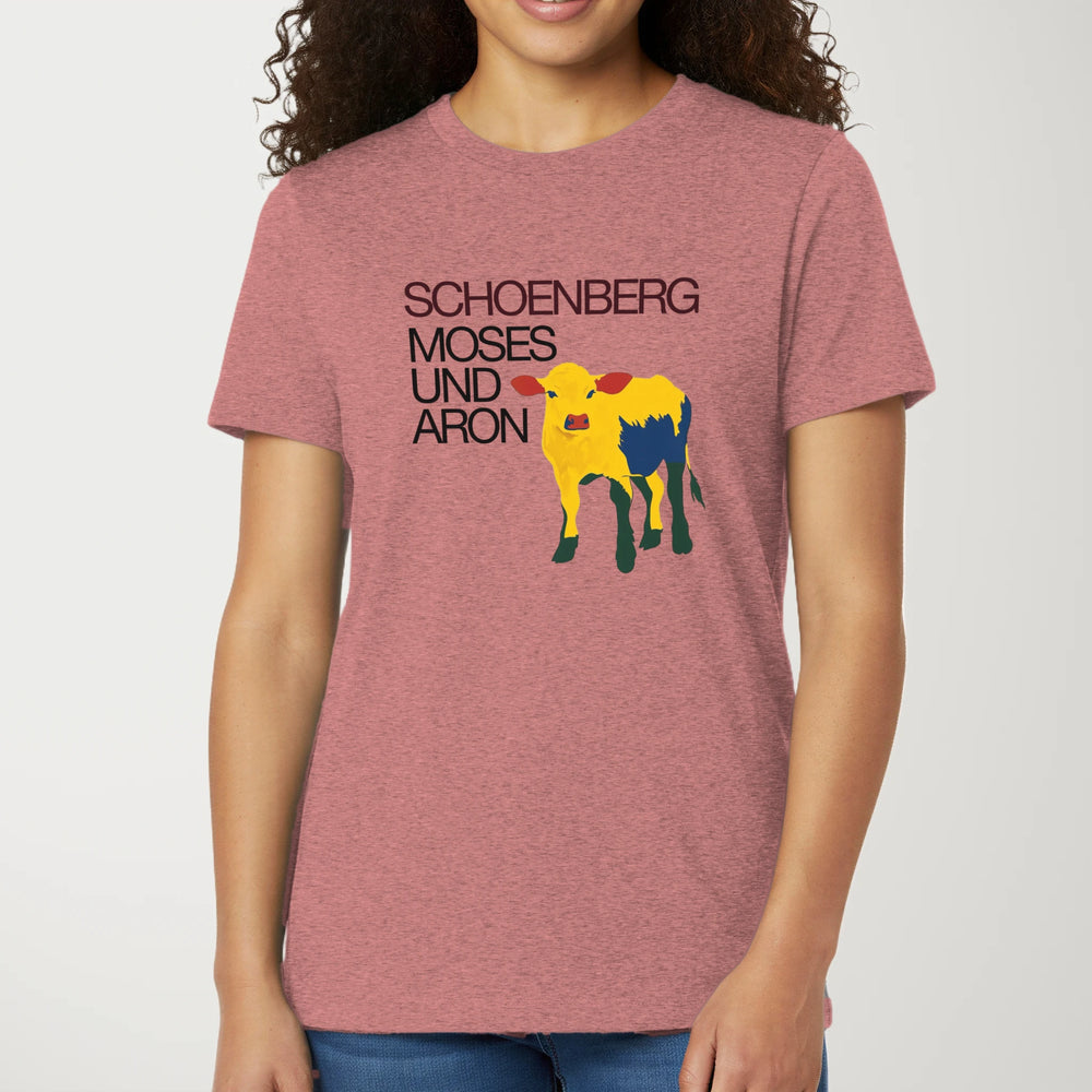Schoenberg: Moses & Aron Classic Tee in Heather Mauve, model
