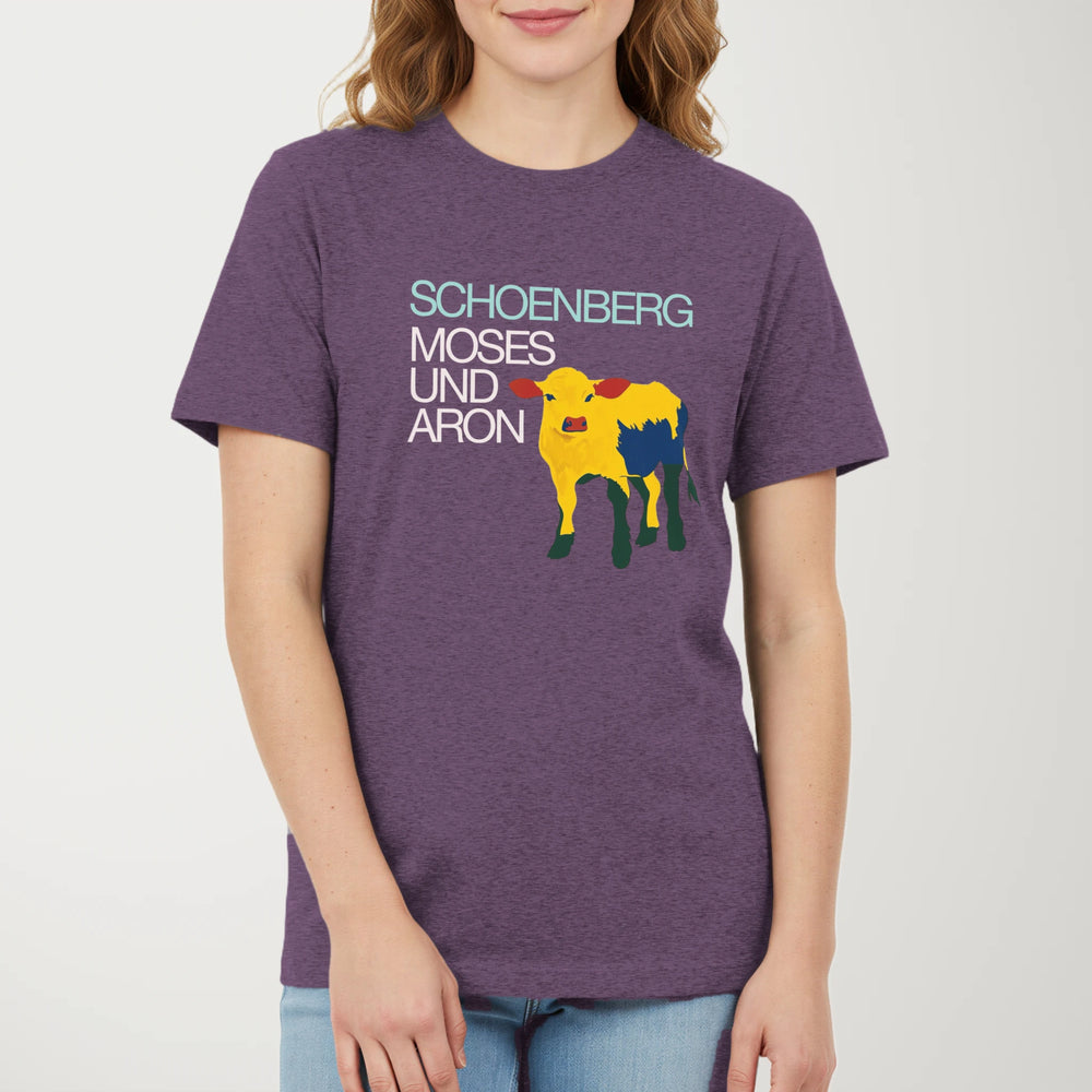 Schoenberg: Moses & Aron Classic Tee in Heather Team Purple, model