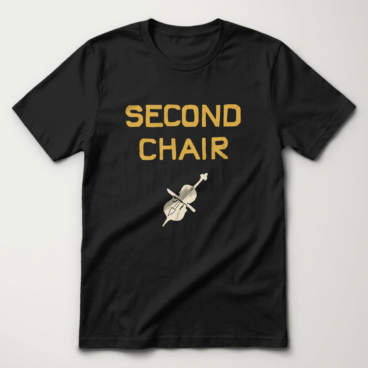 second chair classic tee in black, laid flat