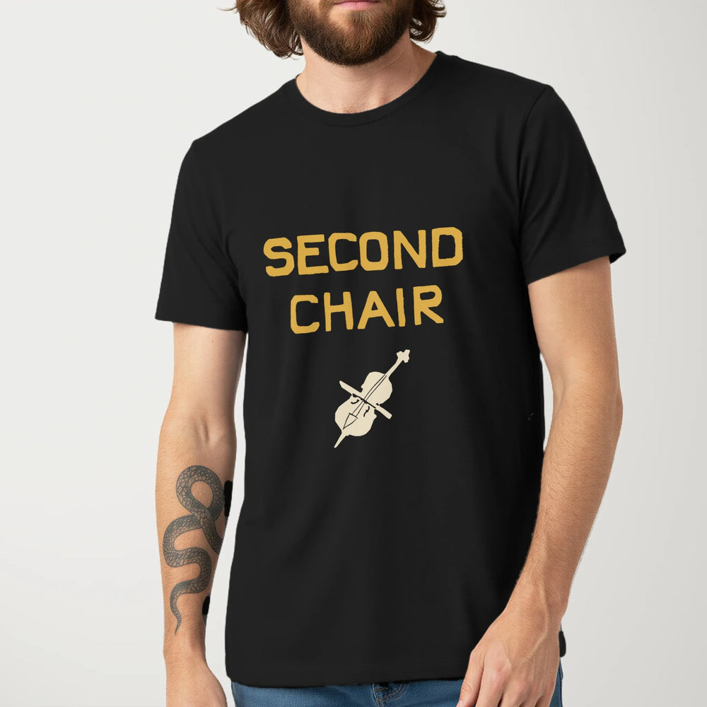 second chair classic tee in black, worn