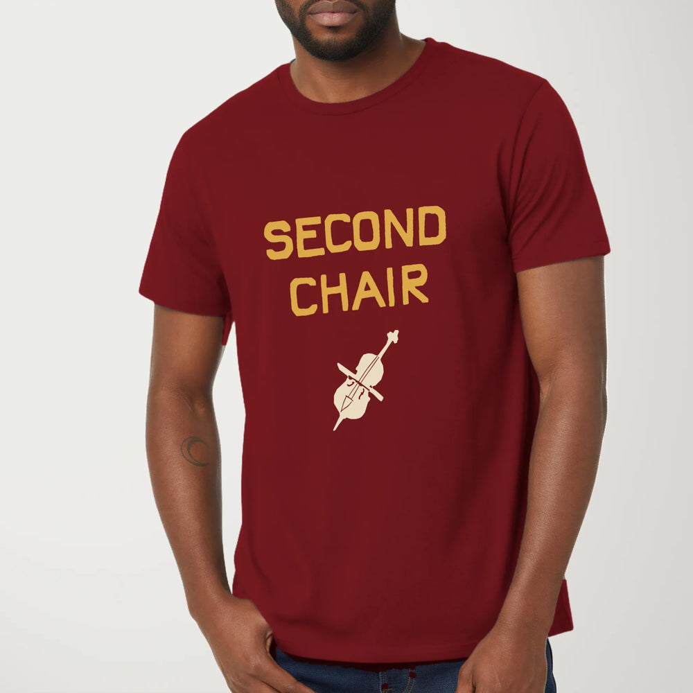 second chair classic tee in cardinal, worn