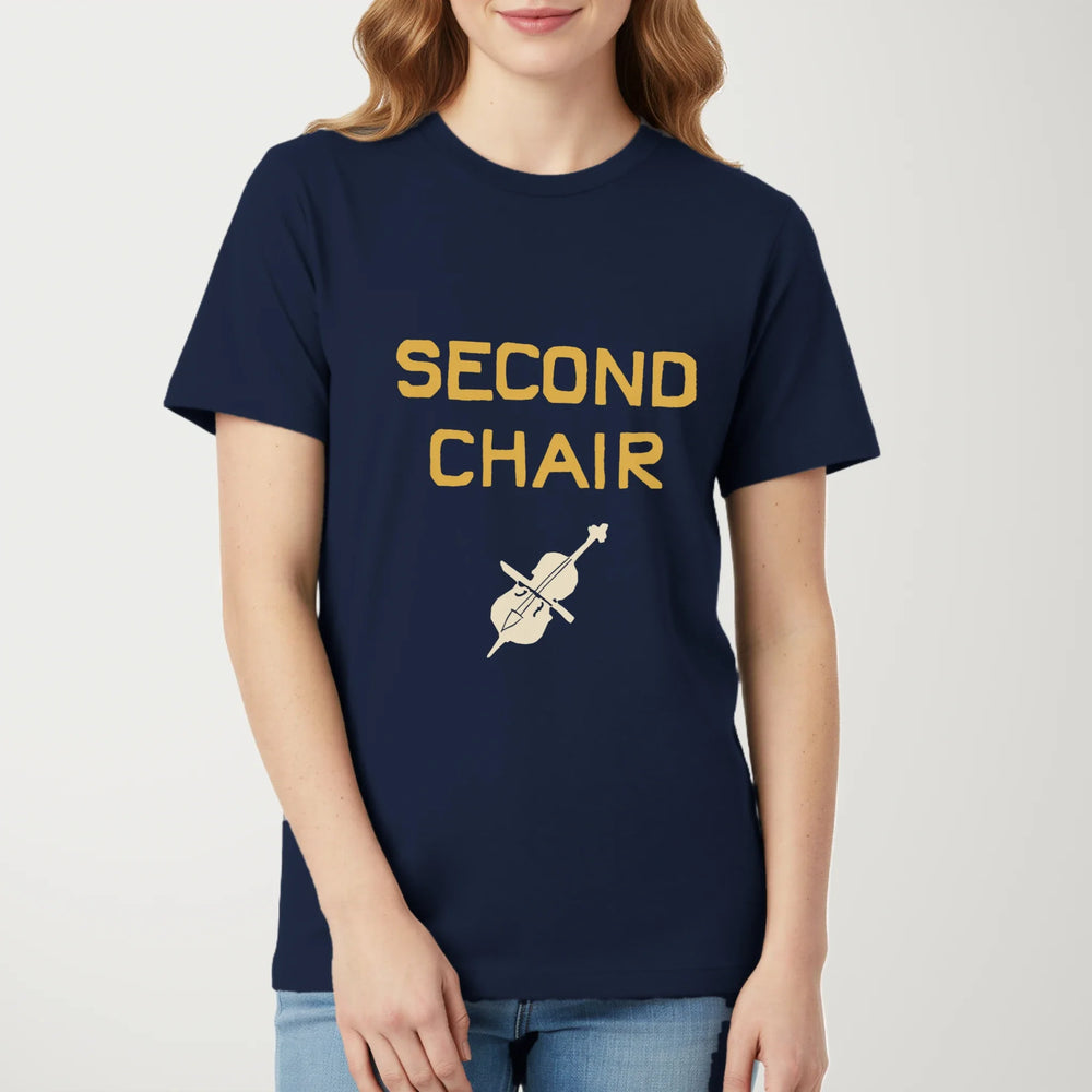second chair classic tee in navy, worn
