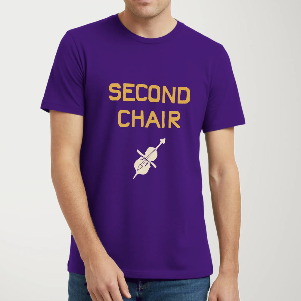second chair classic tee in team purple, worn