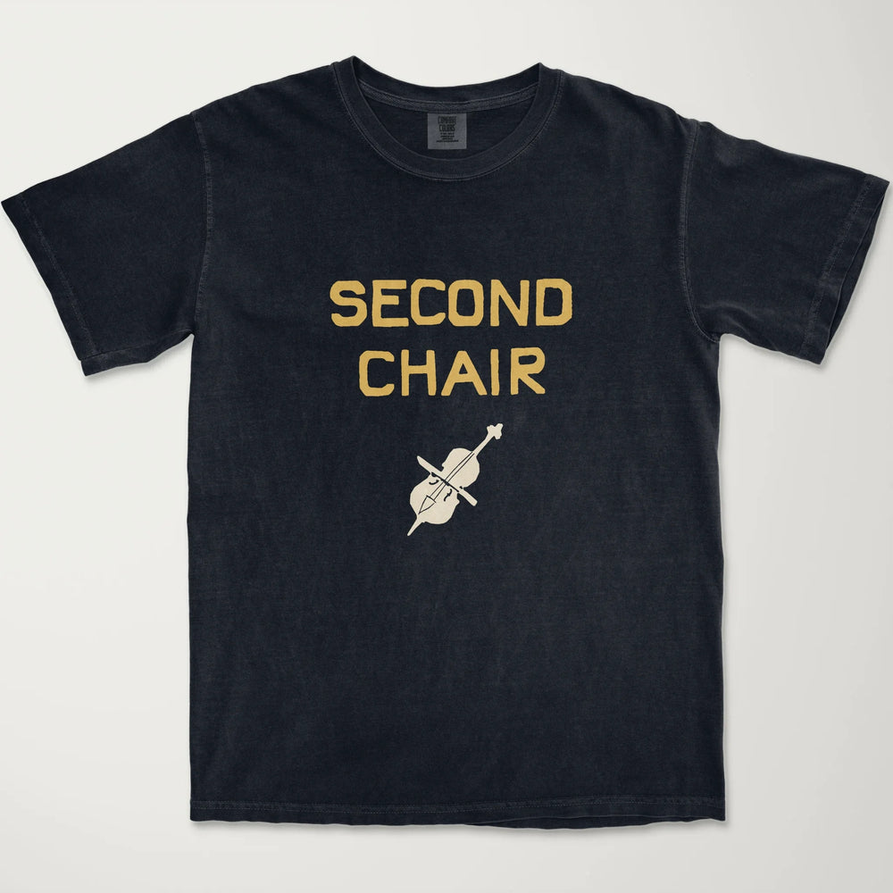second chair vintage heavyweight tee in black, laid flat