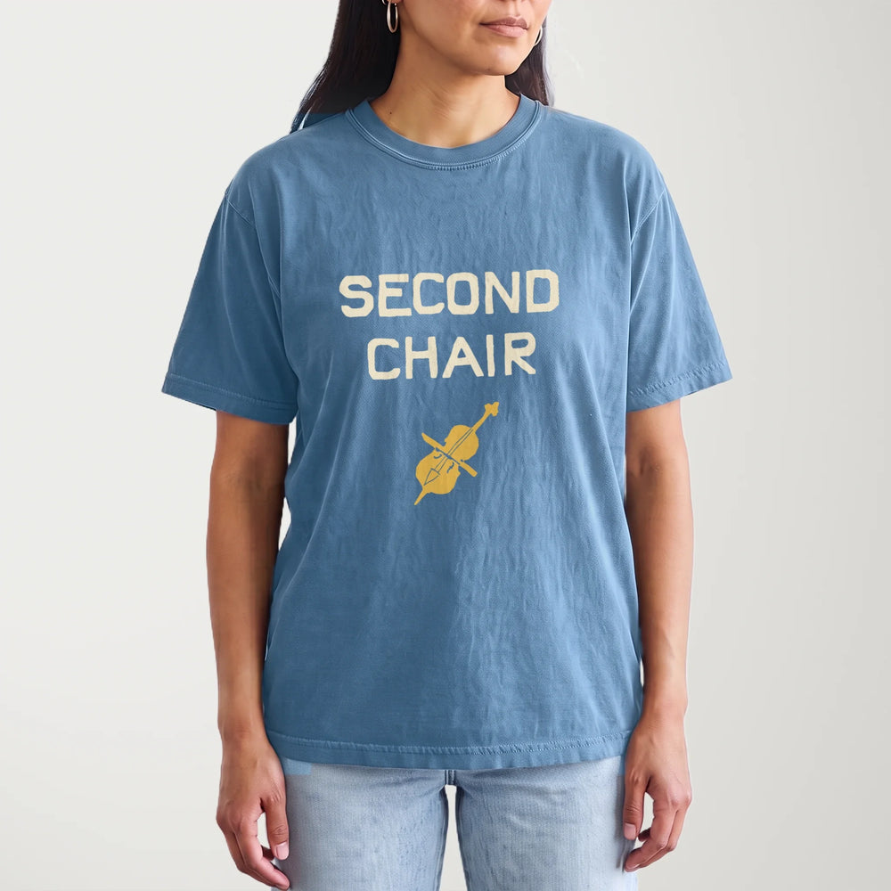 second chair vintage heavyweight tee in blue jean, worn