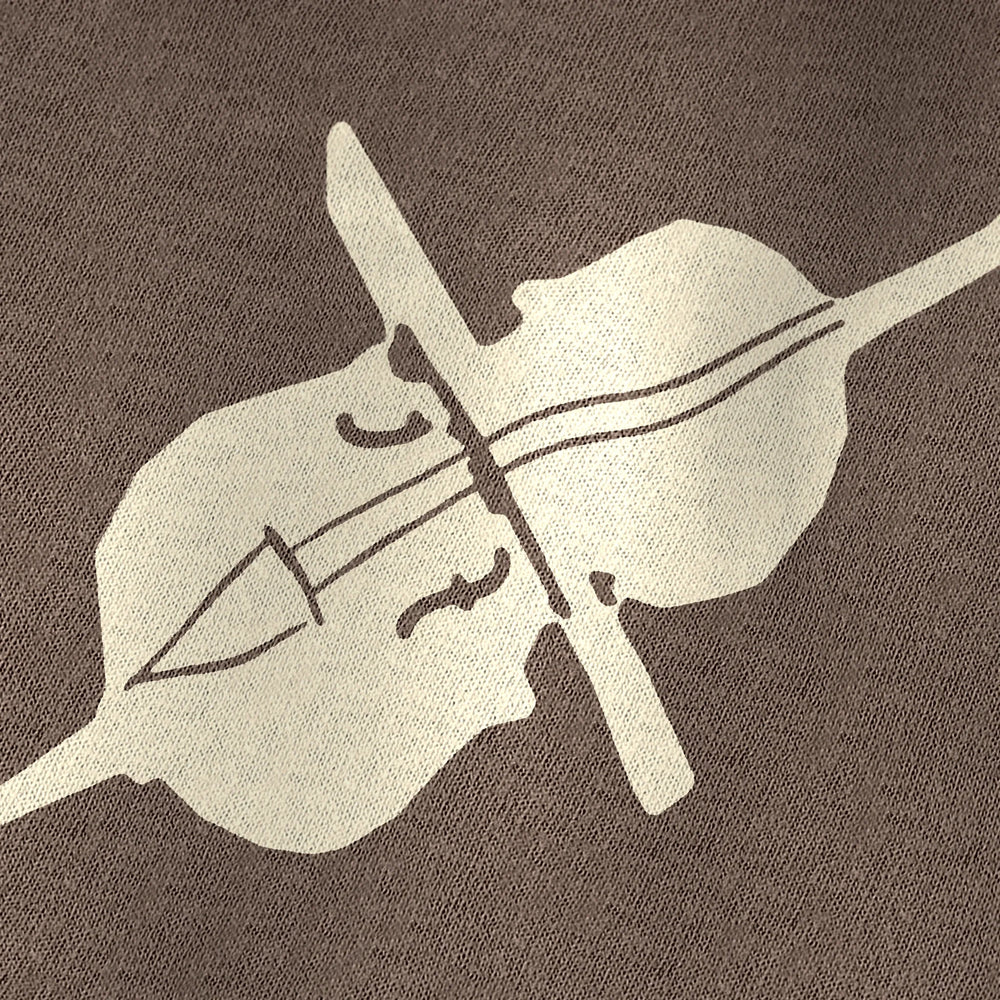 second chair vintage heavyweight tee in espresso, close-up of the print