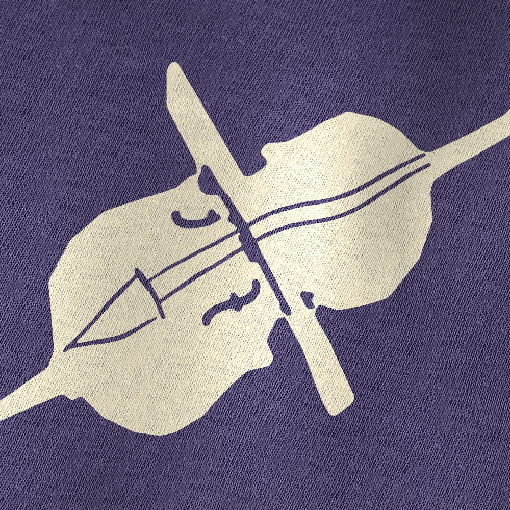 second chair vintage heavyweight tee in grape, close-up of the print