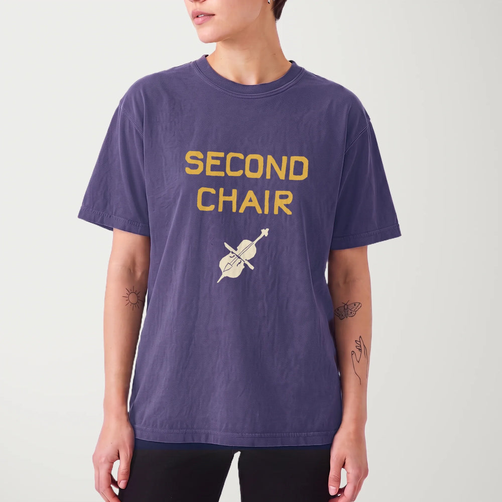 second chair vintage heavyweight tee in grape, worn