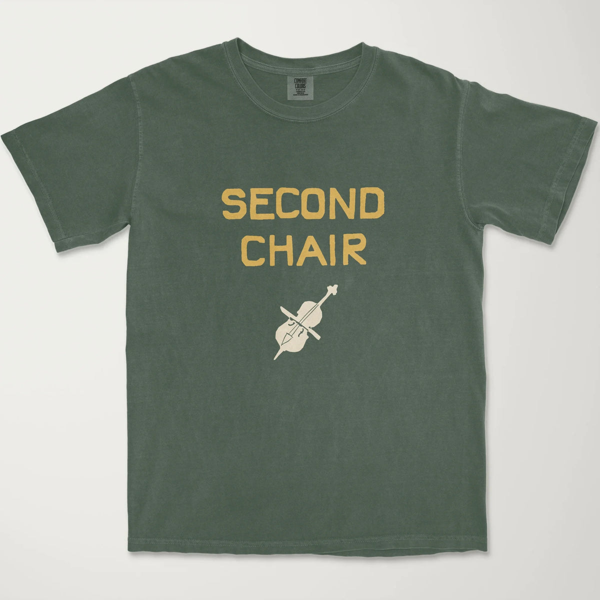 second chair vintage heavyweight tee in moss, laid flat