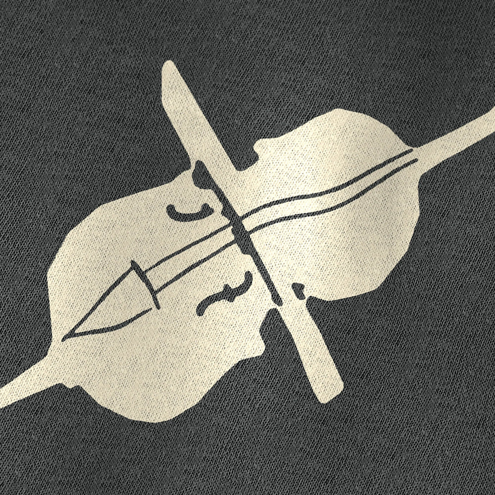 second chair vintage heavyweight tee in pepper, close-up of the print
