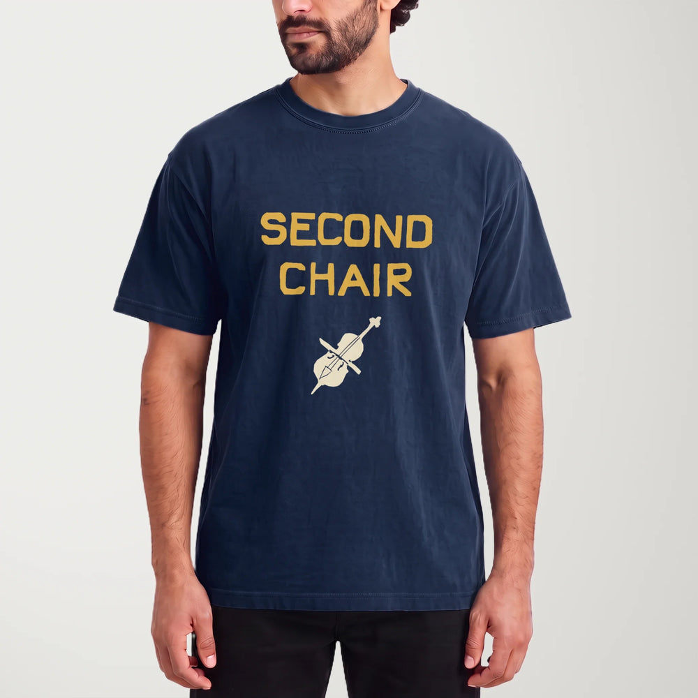 second chair vintage heavyweight tee in true navy, worn