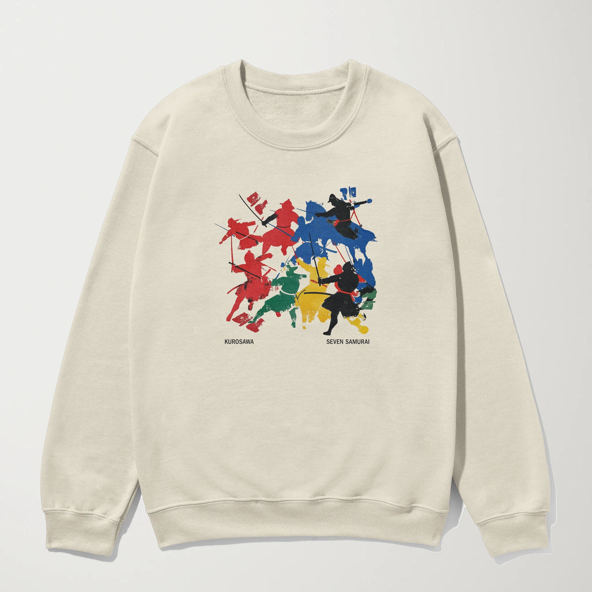 kurosawa: seven samurai classic crewneck in bone, laid flat
