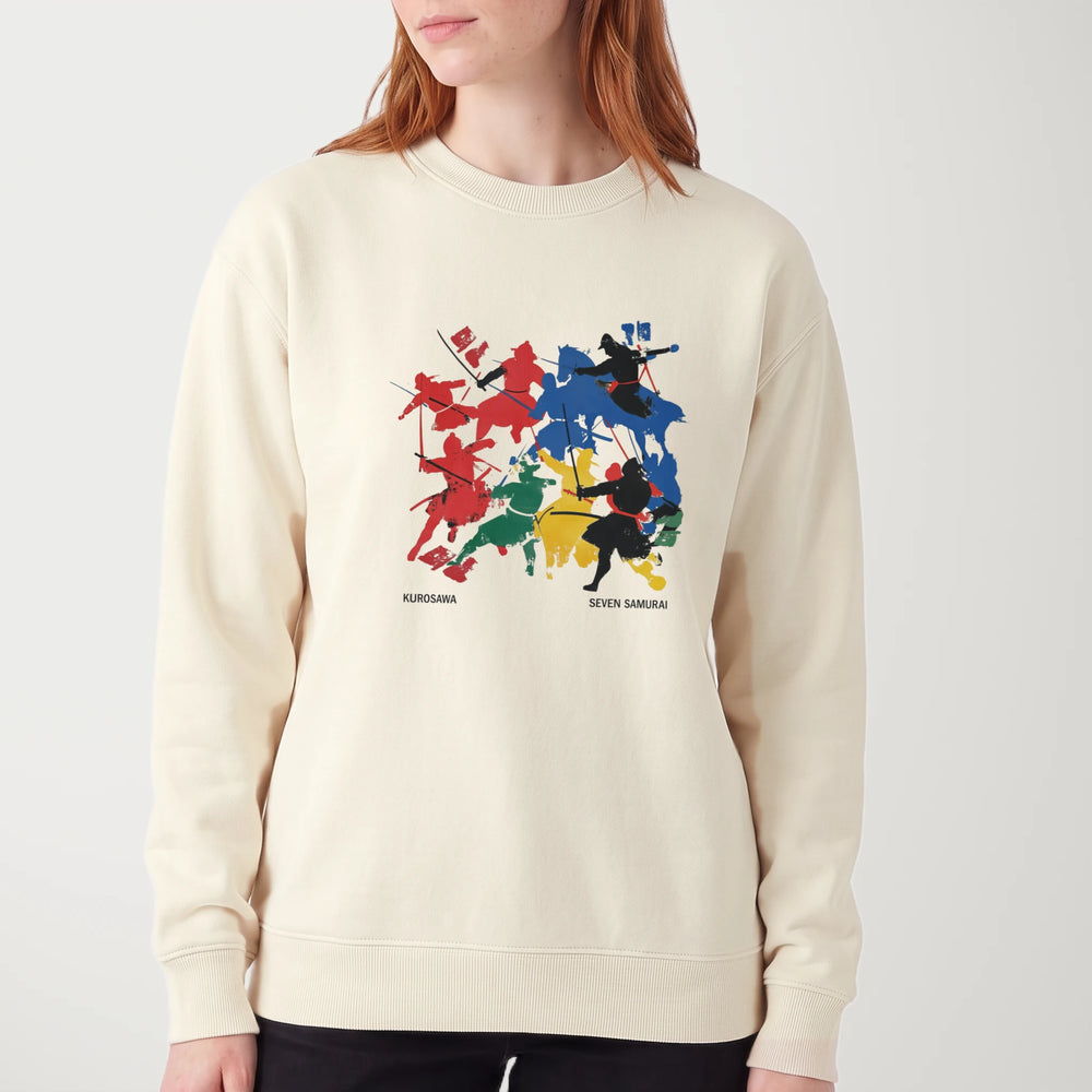 kurosawa: seven samurai classic crewneck in bone, worn