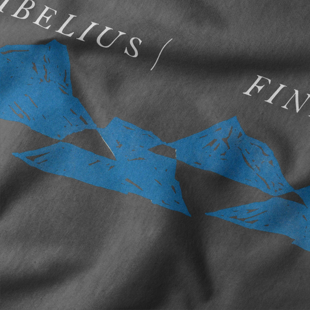 sibelius: finlandia classic tee in asphalt, close-up of the print