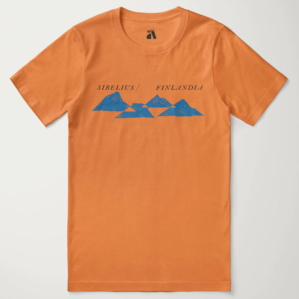 sibelius: finlandia classic tee in burnt orange, laid flat