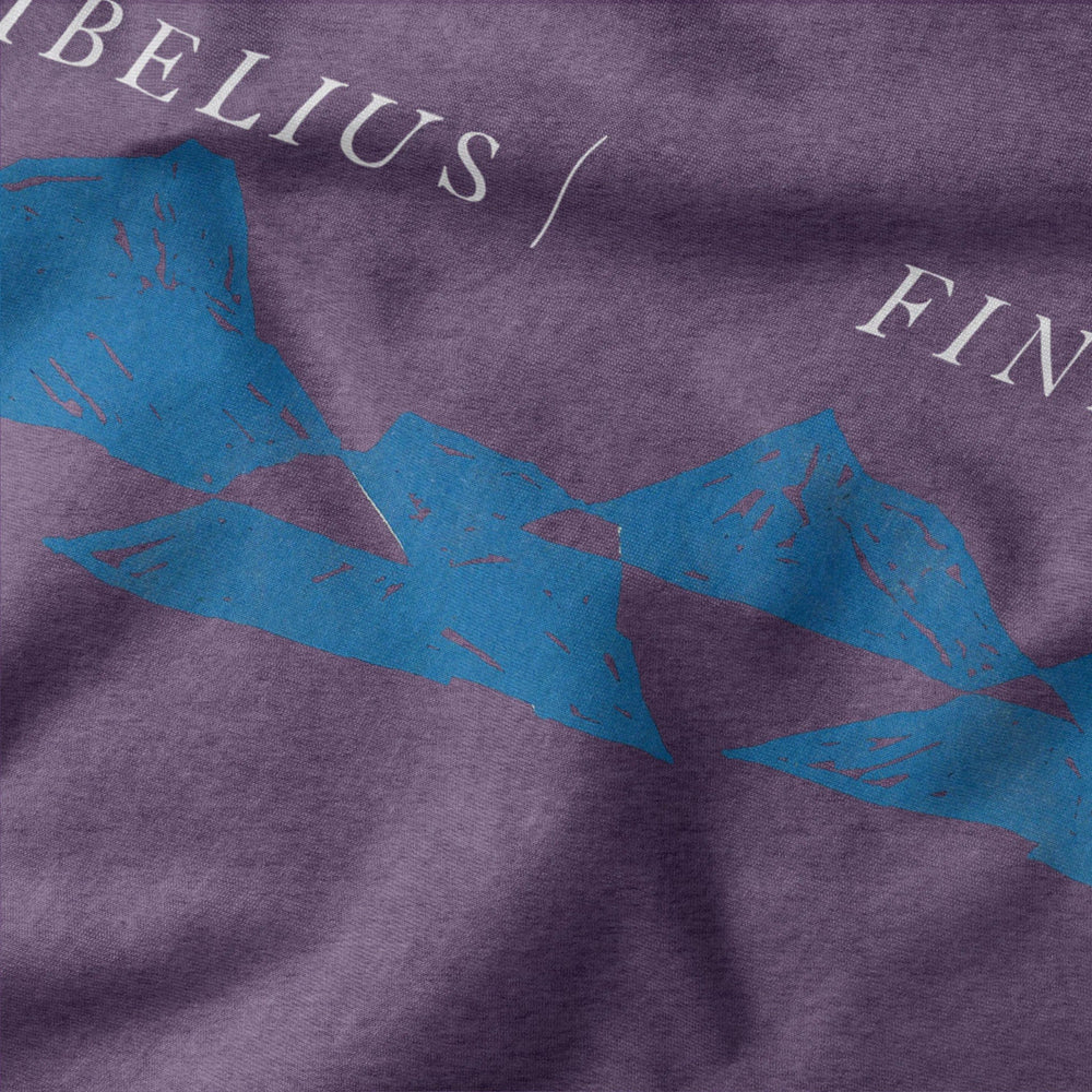 sibelius: finlandia classic tee in heather team purple, close-up of the print