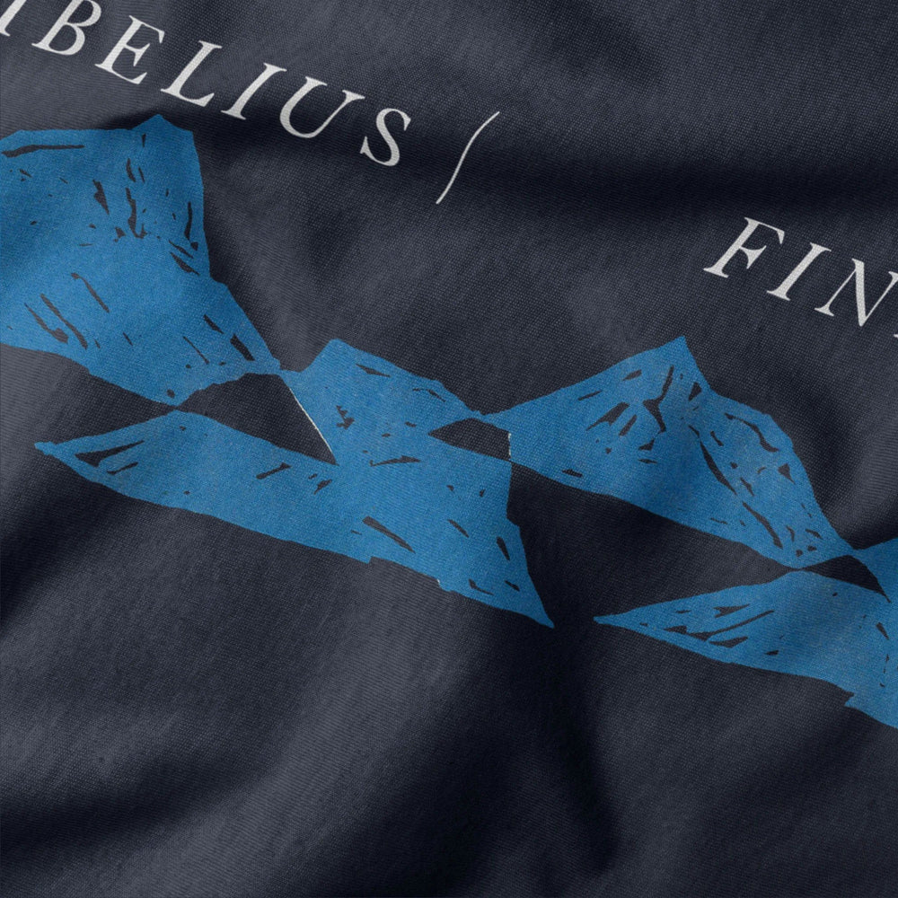 sibelius: finlandia classic tee in navy, close-up of the print